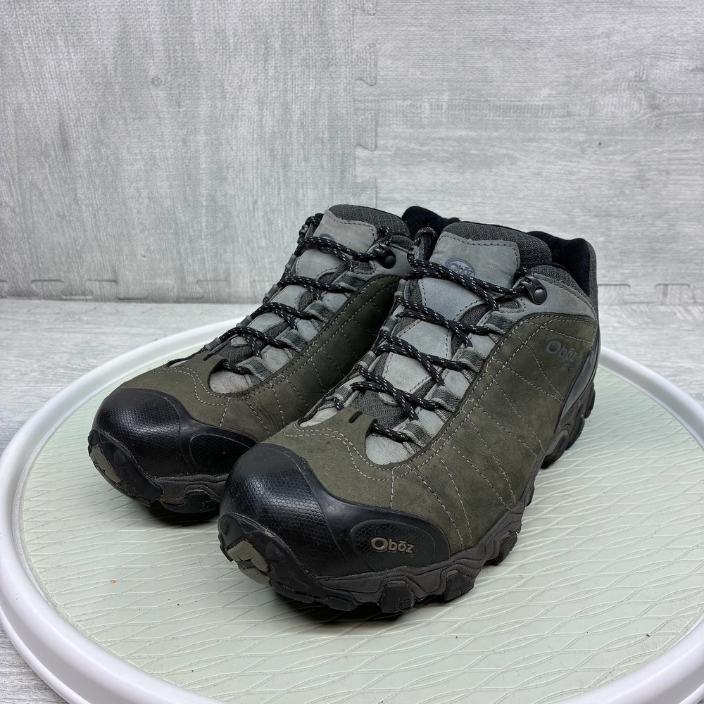 Oboz Bridger Low Hiking Shoes Mens 11.5 W Olive Green Leather Trail Sneaker